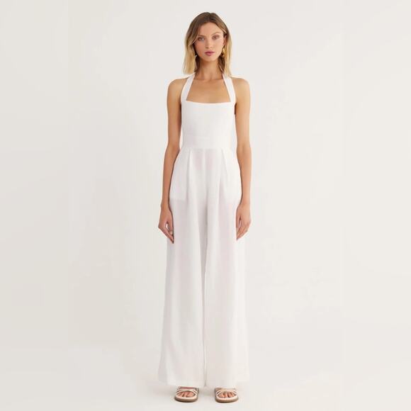 NWT Rumer Freya White Wide Leg Jumpsuit - Picture 1 of 8